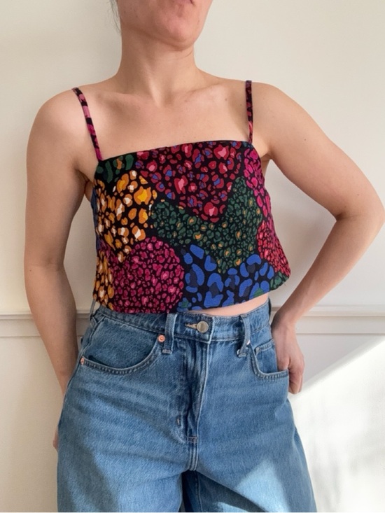 FARM Rio Tops - FARM Rio Spotted Floral Square Neck Multicolor Cropped Cami